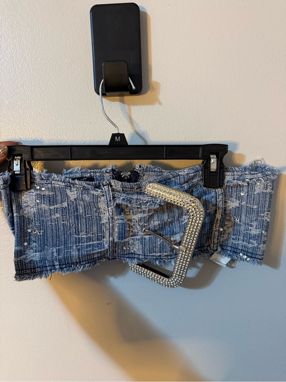 NWT Pretty little thing denim crop top size 6